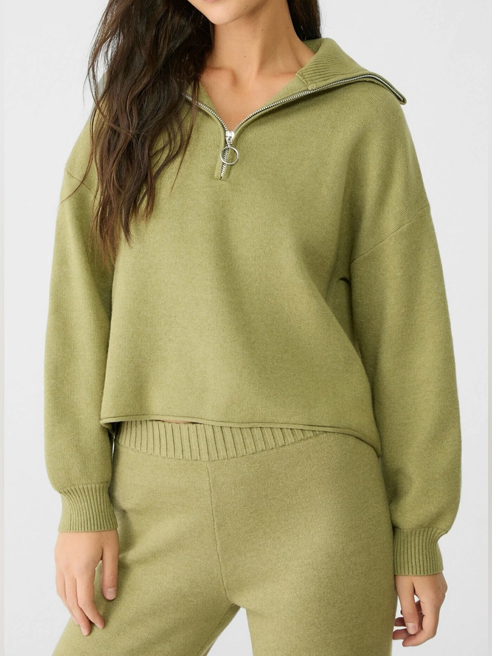 Stradivarius Women’s Knit Half Zip Pullover Jumper Relaxed Fit Sweater Size S